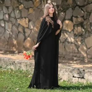 Elegant Cape Sleeves Style Maxi Party Wear